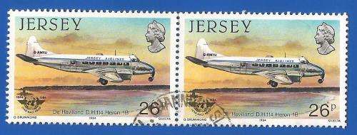 Jersey 1984 Airplanes -Pair-Used-Thematic-Transport-Plane