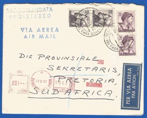 Union of South Africa Embassy in Rome stationary -Cover-Italy-Cancel-Thematic-Famous People