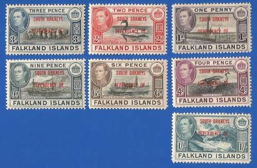 Falkland Islands 1944 Ovpt.  `SOUTH ORKNEYS DEPENDENC-MM-Overprint-Thematic-Fauna-Places of Interest