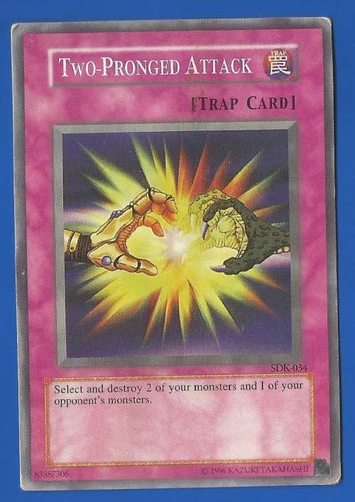 YU-GI-OH Trading Card Game-Konami-1996-Two-Pronged Attack-TRAP CARD