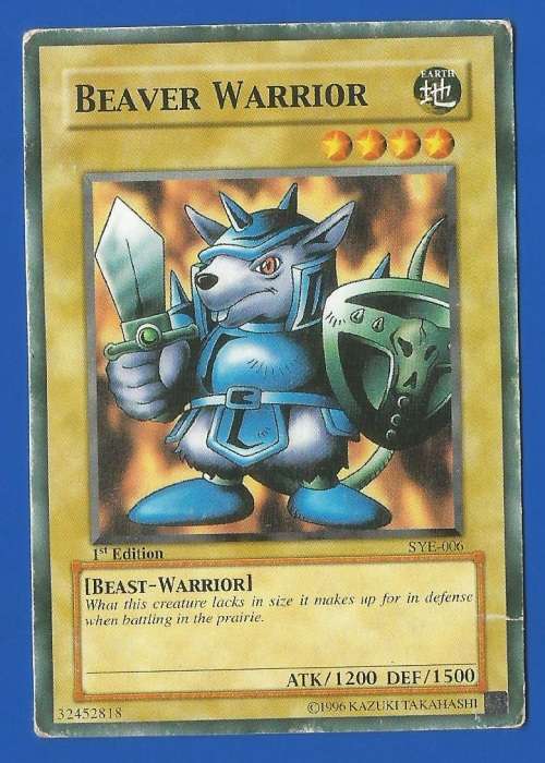 YU-GI-OH Trading Card Game-Konami-1996-1st Edition-Beaver Warrior-ATK-1200-DEF-1500