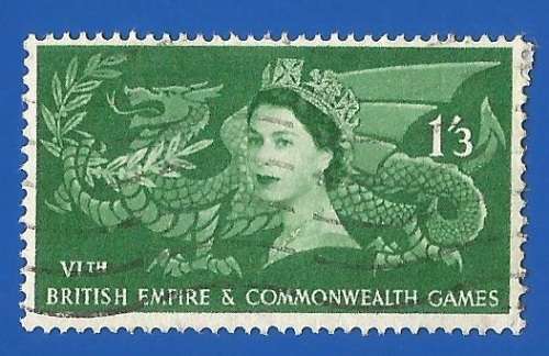 England 1958  British Empire and Commonwealth Games -Used-Cancel-Thematic-Famous Person-Symbol
