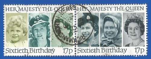 England 1986 The 60th Anniversary of the Birth of QE2 -Used-Cancel-Thematic-Famous Person