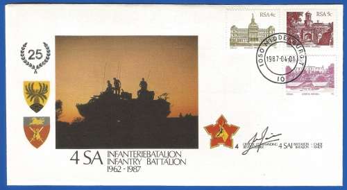 RSA-S A Army-FDC-Cover-No4-Signed-1987-Infantry Battalion-No1548of6000-Thematic-Army-Military
