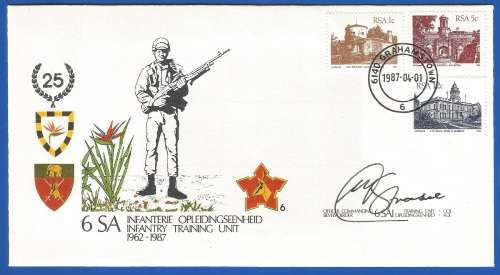 RSA-S A Army-FDC-Cover-No6-Signed-1987-Infantry Training Unit-No1547of6000-Thematic-Army-Military