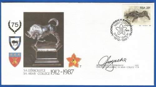 RSA-S A Army-FDC-Cover-No7-Signed-1987-SA Army College-No542of6000-Thematic-Army-Military