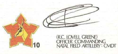 RSA-S A Army-FDC-Cover-No10-Signed-Natal Field Artillery-No227of6000-Thematic-Army-Military