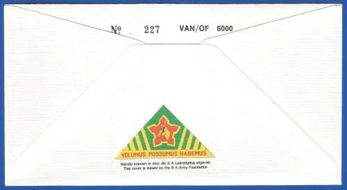 RSA-S A Army-FDC-Cover-No10-Signed-Natal Field Artillery-No227of6000-Thematic-Army-Military