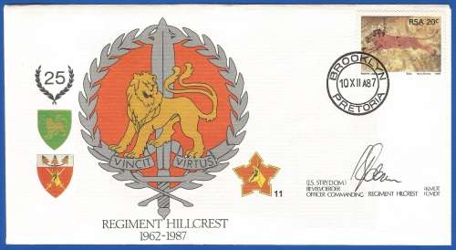 RSA-S A Army-FDC-Cover-No11-Signed-Regiment Hillcrest-No1333of6000-Thematic-Army-Military