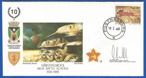 RSA-S A Army-FDC-Cover-No12-Signed-Army Battle School-No678of6000-Thematic-Army-Military