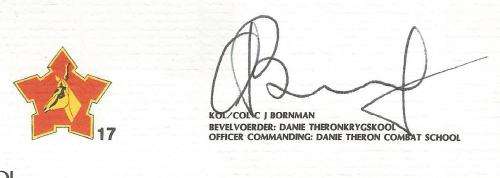 RSA-S A Army-FDC-Cover-No17-Signed-Danie Theron Combat School-No1832of5000-Thematic-Army-Military