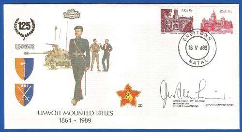 RSA-S A Army-FDC-Cover-No20-Signed-Umvoti Mounted Rifles-No1311of3000-Thematic-Army-Military