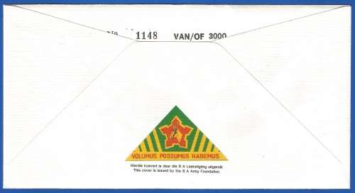 RSA-S A Army-FDC-Cover-No21-Signed-S A Irish Regiment-No1148of3000-Thematic-Army-Military