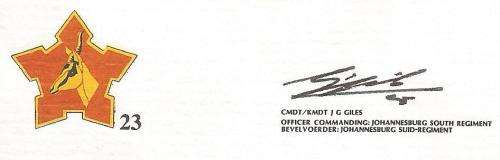 RSA-S A Army-FDC-Cover-No23-Signed-Johannesburg South Regiment-No485of3000-Thematic-Army-Military