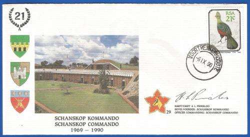 RSA-S A Army-FDC-Cover-No29-Signed-Schanskop Commando-No861of2000-Thematic-Army-Military