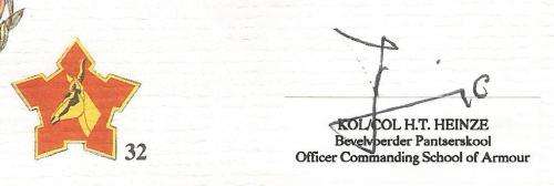 RSA-S A Army-FDC-Cover-No32-Signed-School of Armour-No891of2000-Thematic-Army-Military