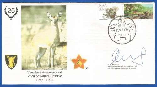 RSA-S A Army-FDC-Cover-No35-Signed-Vhembe Nature Reserve-No606of2000-Thematic-Army-Military