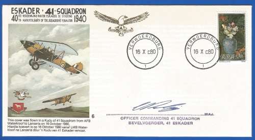 South African Air Force-FDC-Cover-No6-Signed-1980-No1156of2000-Thematic-Military-Plane-Air Force