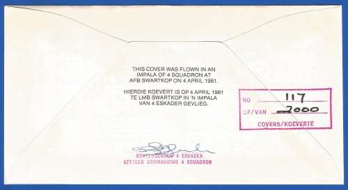 South African Air Force-FDC-Cover-No7-Signed-1981-No117of2000-Thematic-Military-Plane-Air Force