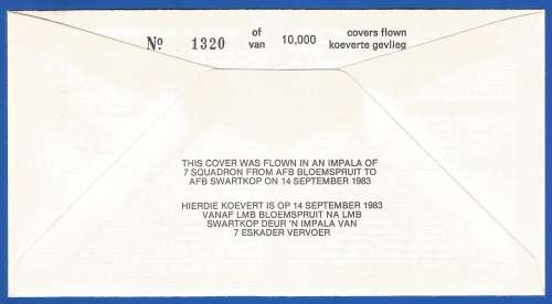 South African Air Force-FDC-Cover-No14-Signed-1983-No1320of10000-Thematic-Military-Plane-Air Force