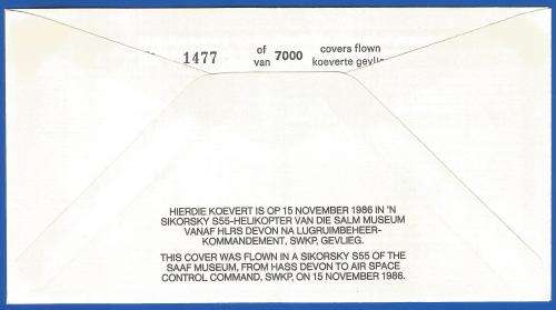 South African Air Force-FDC-Cover-No27-Signed-1986-No1477of7000-Thematic-Military-Plane-Air Force