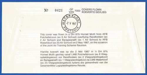 South African Air Force-FDC-Cover-No29a-Signed-1987-No421of7000-Thematic-Military-Plane-Air Force