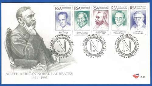RSA-South African Nobel Laureates-SACC6.46 + 6.47-1996-FDC-Cover-Thematic-Famous People