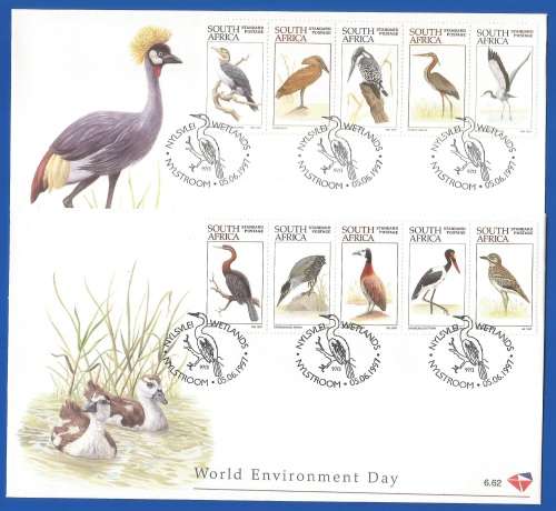 RSA-World Environment Day-SACC6.61+6.62-1997-FDC-Cover-Thematic-Waterbirds
