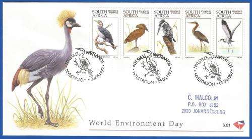 RSA-World Environment Day-SACC6.61+6.62-1997-FDC-Cover-Addressed-Thematic-Waterbirds