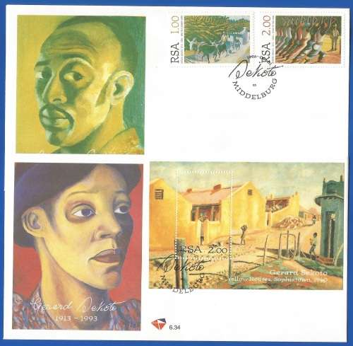 RSA-Gerard Sekoto Artist-SACC6.33+6.34-1996-FDC-Cover-Thematic-Art-Painting