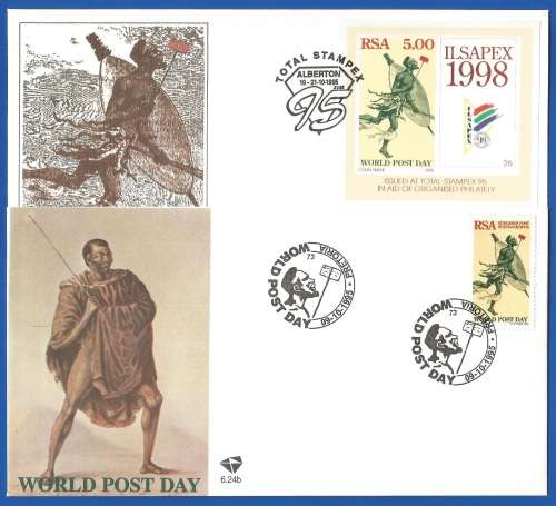 RSA-World Post Day-SACC6.24a+6.24b-1995-FDC-M/S-Cover-Thematic-Symbol