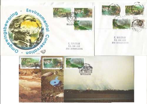 RSA-Environmental Conservation-SACC5.18+PostCards-Addressed-1992-FDC-Thematic-Places of Interest
