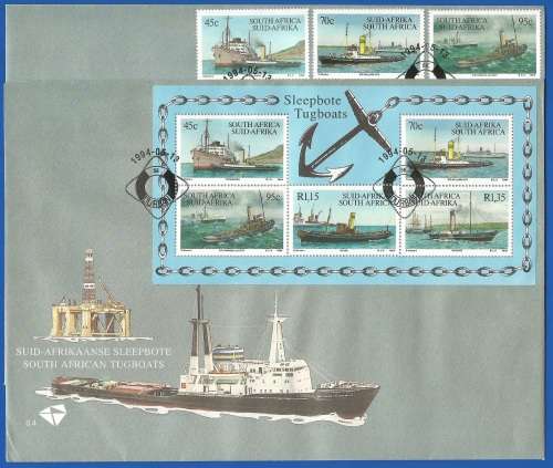 RSA-Tugboats-SACC6.4 + 6.4(a)-1994-FDC-Cover-Thematic-Transport-Boats