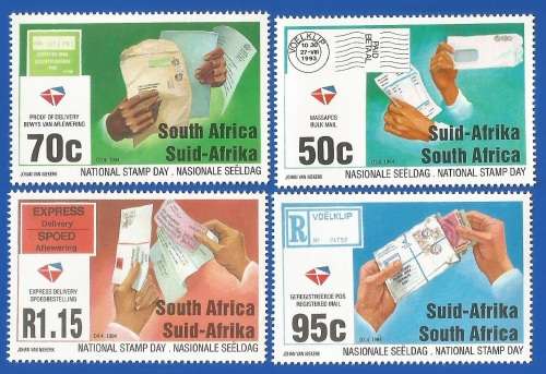 RSA-MNH-National Stamp Day-1994-SACC 879-882-Thematic-Symbol-Letters