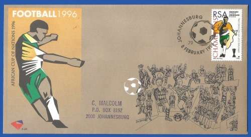 RSA-FDC-1996-SACC 6.28-Soccer African Cup of Nations-Addressed-Thematic-Sport-Soccer