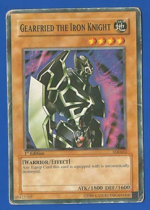 YU-GI-OH-Trading Card Game-Konami-1st Edition-1996-Gearfried The Iron Knight-ATK-1800-DEF-1600