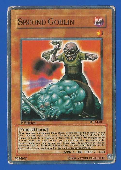 YU-GI-OH-Trading Card Game-Konami-1st Edition-1996-Second Goblin-ATK-100-DEF-100