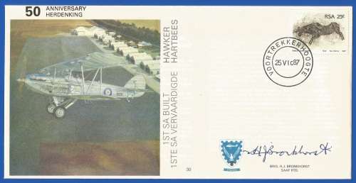 South African Air Force-FDC-Cover-No30-Signed-1987-No1280 of 7000-Thematic-Military-Plane-Air Force