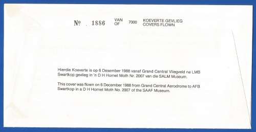South African Air Force-FDC-Cover-No34-Signed-1988-No 1886 of 7000-Thematic-Military-Plane-Air Force