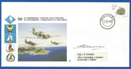 South African Air Force-FDC-Cover-No36-Signed-1989-No 649 of 5000-Thematic-Military-Plane-Air Force