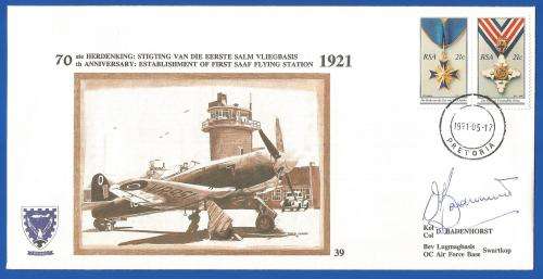South African Air Force-FDC-Cover-No39-Signed-1991-No 1617 of 4000-Thematic-Military-Plane-Air Force