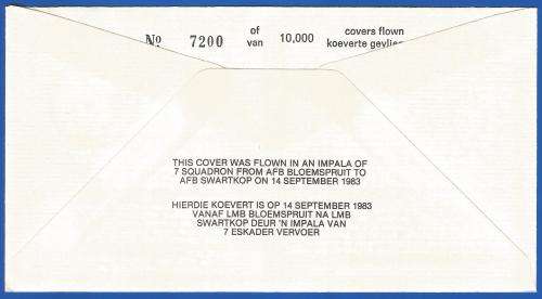 South African Air Force-FDC-No14-1983-No 7200 of 10000-Thematic-Military-Plane-Air Force