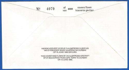 South African Air Force-FDC-No21-1985-No 4079 of 8000-Thematic-Military-Plane-Air Force
