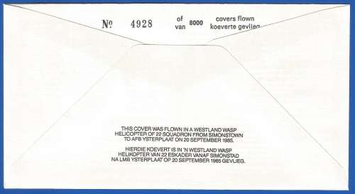 South African Air Force-FDC-No22-1985-No 4928 of 8000-Thematic-Military-Plane-Air Force