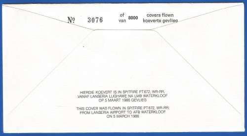 South African Air Force-FDC-No24-1986-No 3076 of 8000-Thematic-Military-Plane-Air Force