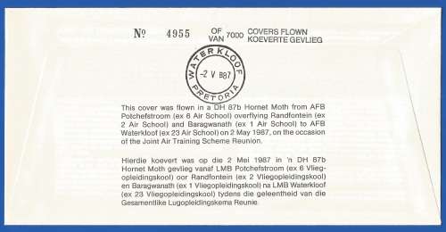 South African Air Force-FDC-No29a-1987-No 4955 of 7000-Thematic-Military-Plane-Air Force