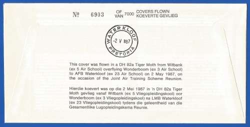 South African Air Force-FDC-No29b-1987-No 6903 of 7000-Thematic-Military-Plane-Air Force