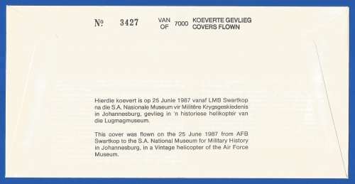 South African Air Force-FDC-No30-1987-No 3427 of 7000-Thematic-Military-Plane-Air Force