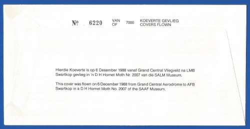 South African Air Force-FDC-No34-1988-No 6220 of 7000-Thematic-Military-Plane-Air Force