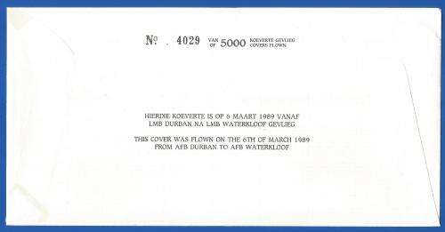South African Air Force-FDC-No35-1989-No 4029 of 5000-Thematic-Military-Plane-Air Force
